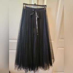 Chic Black Tulle A-Line Skirt